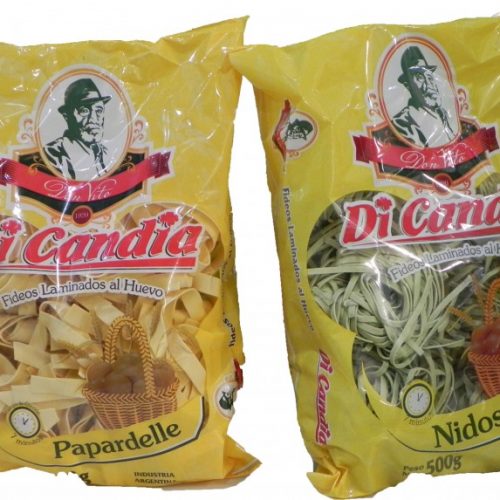 FIDEOS DI CANDIA AL HUEVO 10X500 Nº1-Nº2-Nº3-Nº4-TALLARIN-ESPINACA-MORRON-DOBLADITO-CABELLO DE ANGEL
